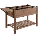 Raised bed planter with 8 divided grids foldable shelf flower box flowerpot herb bed solid wood brown 123 x