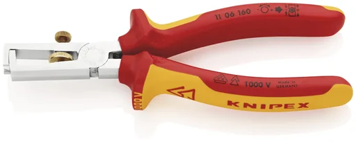 "Stripping pliers with opening spring, universally insulated with multi-component grips, VDE-tested, chrome-plated, 160 mm image"