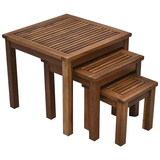 "Side table in a set of 3 teak wood image"