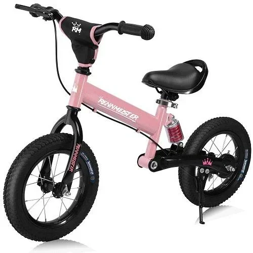 "Balance bike with suspension pink image"