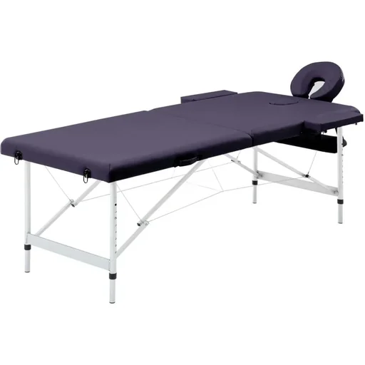 "Folding massage table 2 zones aluminum wine purple image"