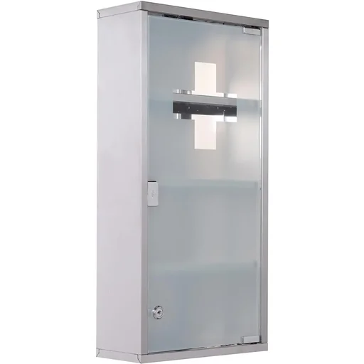 "Medicine cabinet with 4 shelves silver image"