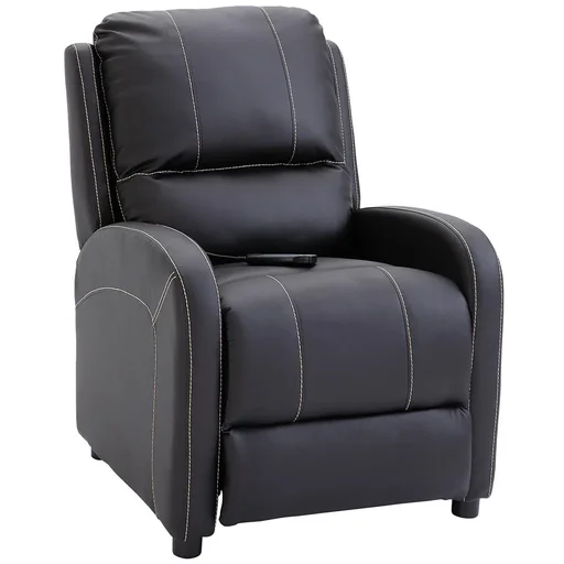 "Massage chair TV chair Relaxing chair Living room 165° tilt Faux leather Metal Black 70 x 88 x 100 cm image"