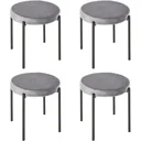 Stool 4-piece set with velvet cover gray