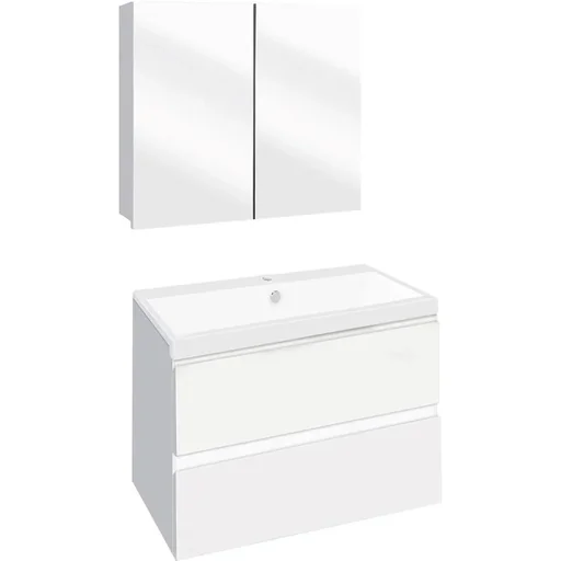 "Concept bathroom furniture with mirror cabinet 60cm - White/White image"