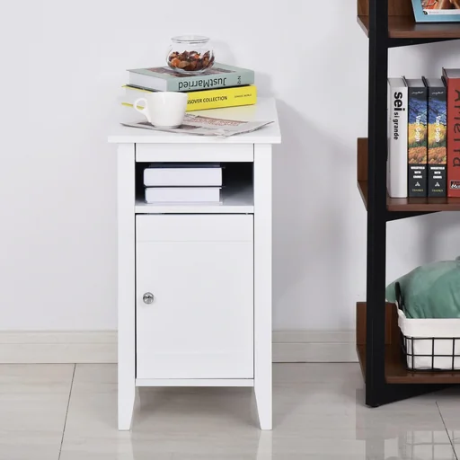 "Side table with cabinet, white image"