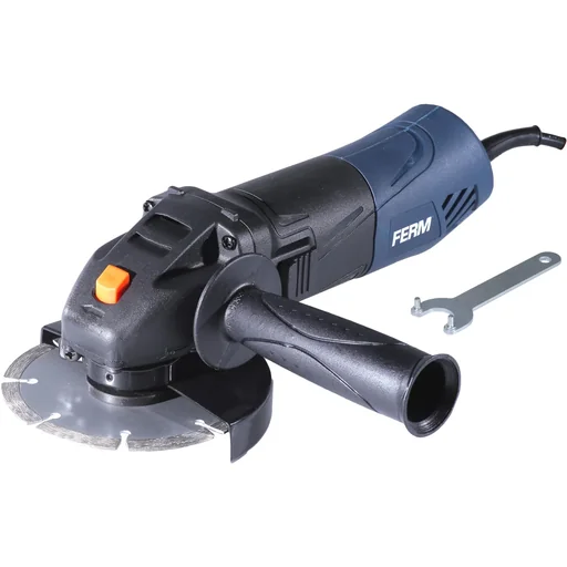 "AGM1086 Angle grinder 500W - 115mm - Electronic restart protection - Soft grip - With side handle and screws image"