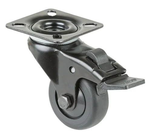 "Swivel castor with brake and plate image"