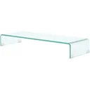 TV cabinet/monitor riser transparent 90x30x13 cm glass
