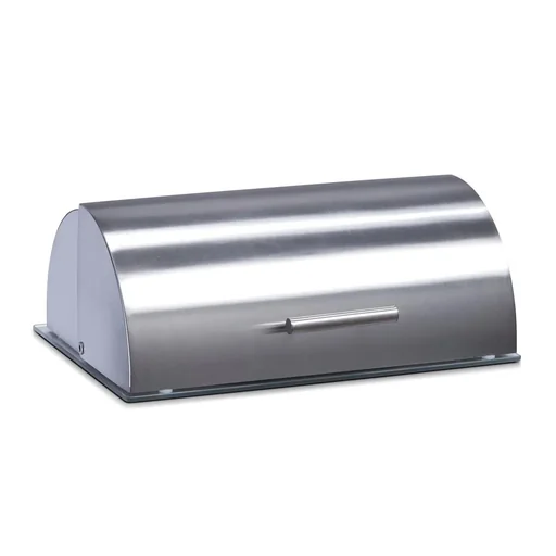 "Bread bin, glass/stainless steel image"