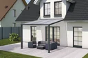 Patio roof Pro, anthracite, 3 x 3 m - polycarbonate white striped