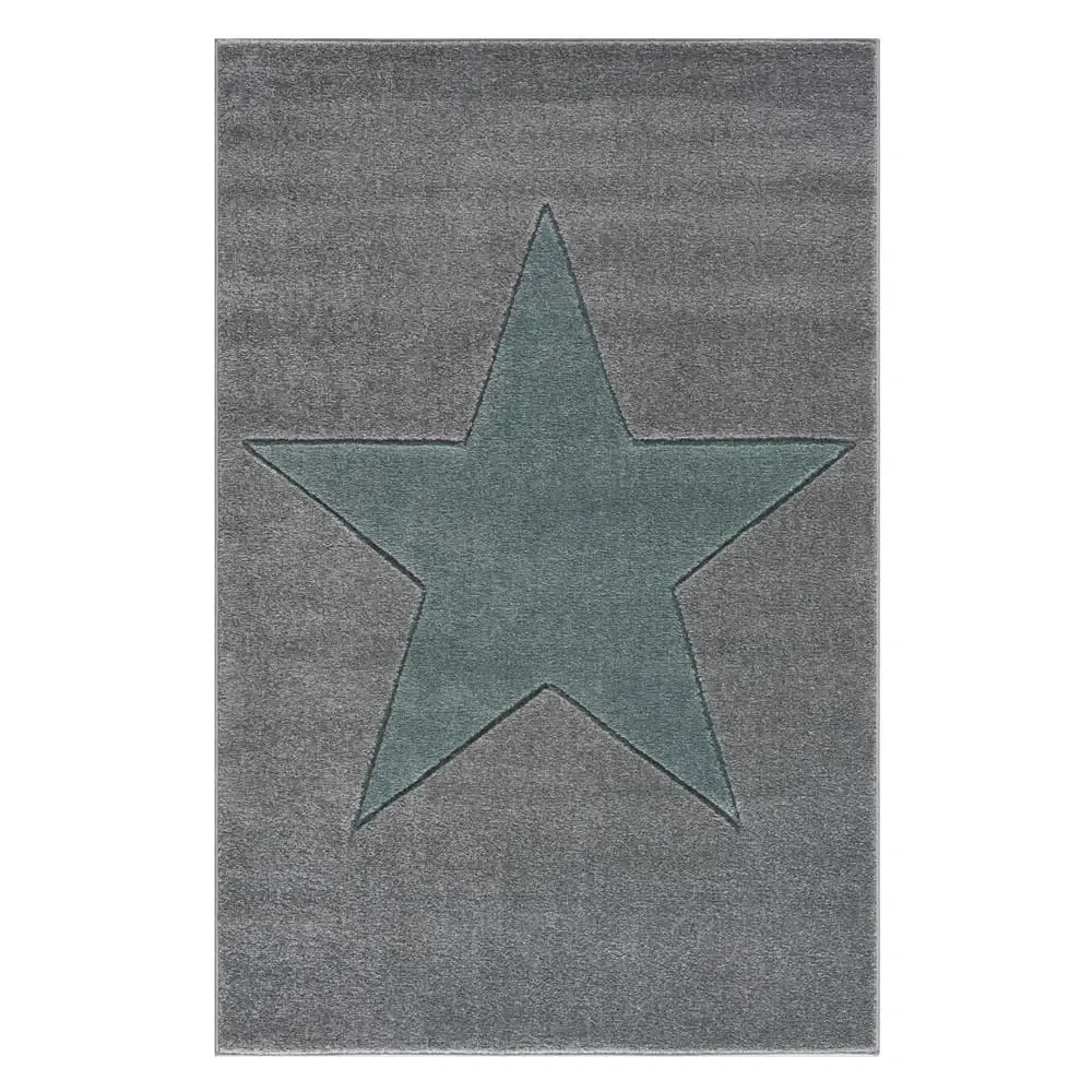 "Livone tapis enfant étoile menthe sur gris, Taille de tapis: 160 x 230 cm image"