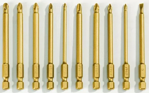 "Anti-slip bit set 10 pcs. - 90 mm long, titanium coated image"