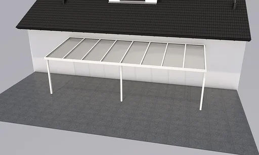 "Patio roof Premium, white, 8125 x 3060 mm - Acrylic multi-wall sheets 16 mm, clear image"