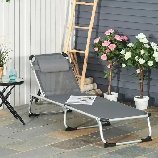 "Garden lounger 5-level adjustable black image"