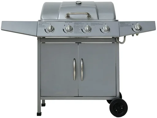 "Barbecue à gaz "Dayton" 4 brûleurs principaux + 1 brûleur latéral, argenté image"