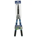Telescopic hedge trimmer with serrated blade