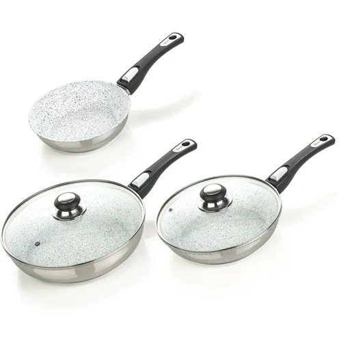 "Cerafit Mont Blanc pan set with click handle, 7 pieces - stainless steel pans with special ceramic non-stick coating image"