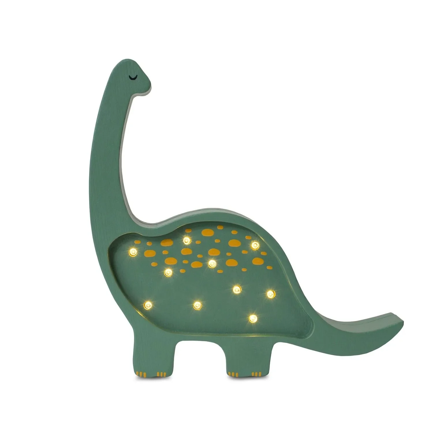 "Little Lights Veilleuse enfant, lampe de nuit mini dinosaure - 100% pin naturel, couleur : vert militaire image"