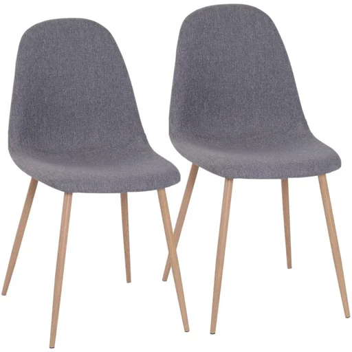 "Set of 2 dining room chairs, kitchen chairs with backrest, upholstered armchairs, metal legs, grey, 54 x 44.5 x 86 cm image"