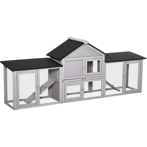 "Dwarf rabbit hutch with outdoor enclosure 210 cm x 45.5 m x 84.5 cm image"