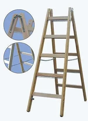 "Rungs double ladder, 2 x 5, wood image"