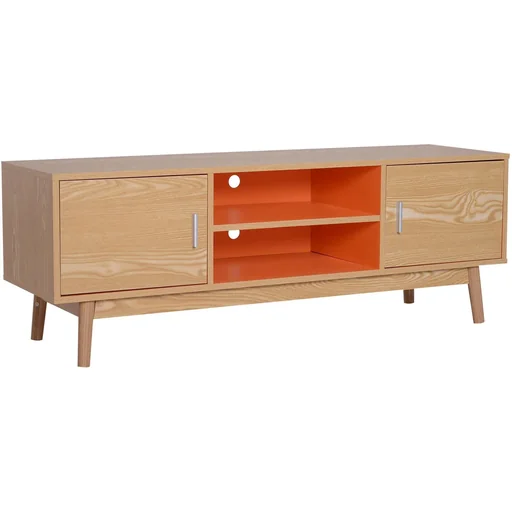 "TV table TV cabinet lowboard TV cabinet retro style wood 130 x 38 x 46.5 cm image"