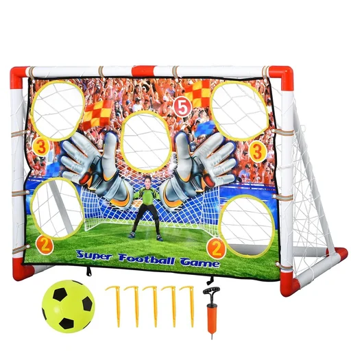 "Football goals with football goal wall for children 3-12 years football net garden plastic multi-colored 116 x 48 x 76 cm image"