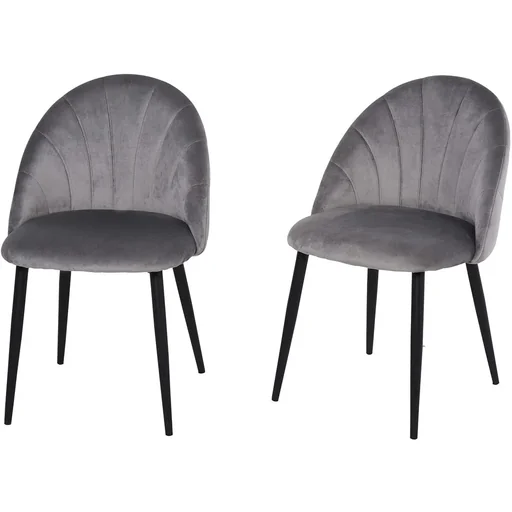 "Dining room chairs set of 2 kitchen chairs living room chairs upholstered chair office chair with backrest Scandi design velvet metal gray image"