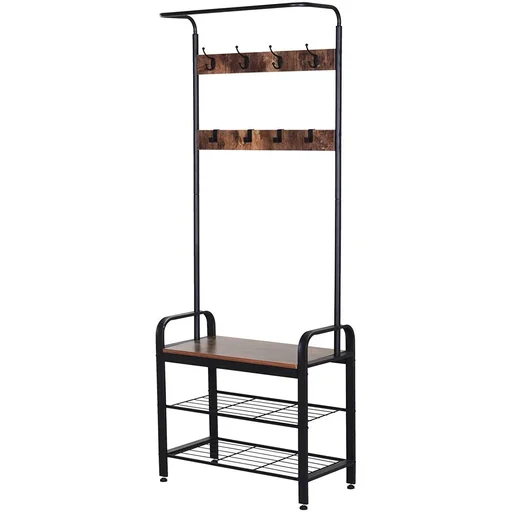 "Clothes rack with shoe bench image"