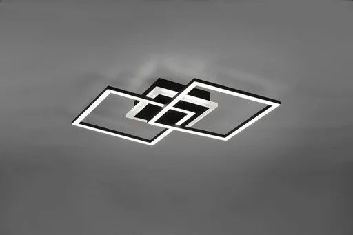 "VENIDA LED ceiling light, 25 W, 3000 K, 2600 lm, switch dimmer, matt black, white acrylic image"
