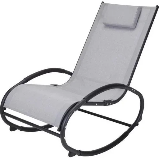 "Rocking Chair/Garden Chair - With Pillow - Grey/Black - 62x114x92cm image"