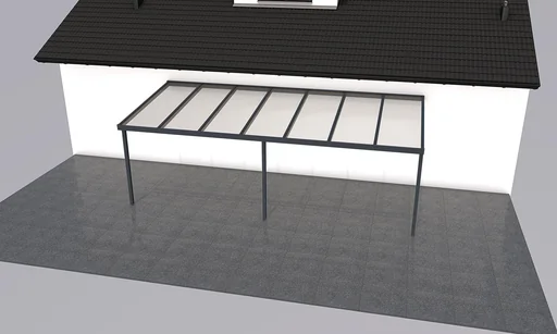 "Patio roof Premium, anthracite, 7120 x 3060 mm - Acrylic multi-wall sheets 16 mm, bronze image"