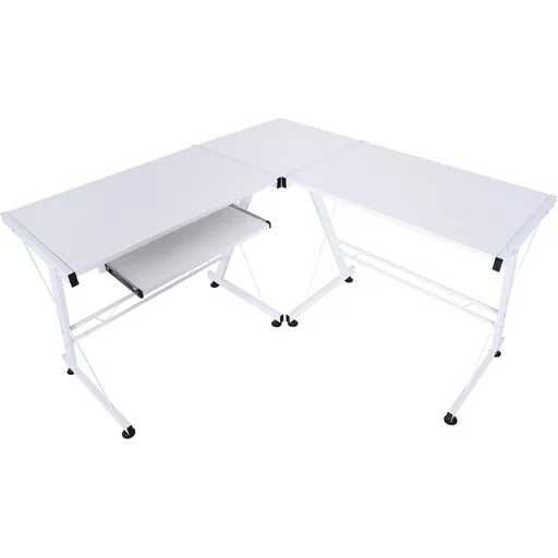 "Computer desk flexible workstation MDF steel white 210 x 50 x 73.5 cm image"