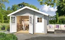 Garden house 253 Gr.2, 420 x 310 x 270 cm light grey, 28 mm, double door, with 2nd room single door