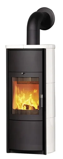 "Keno ECOplus wood-burning stove (7 kW) cream-white, continuous burning, 3-in-1 comfort control image"