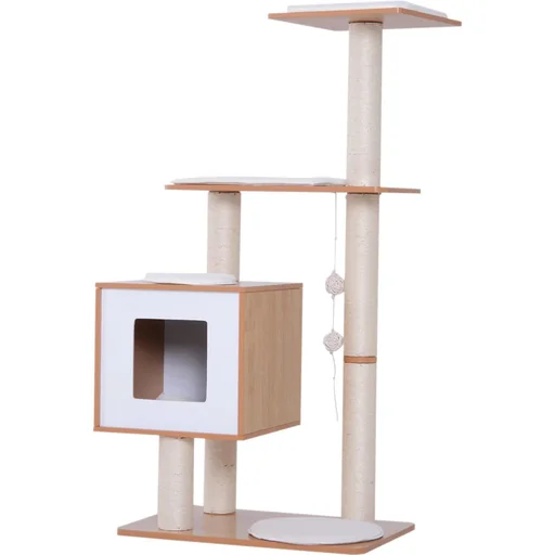 "Scratching post cat toy climbing tree sisal upholstery lying area ball natural 60 x 40 x 120 cm image"