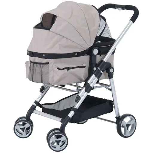 "Dog buggy with sunroof grey image"