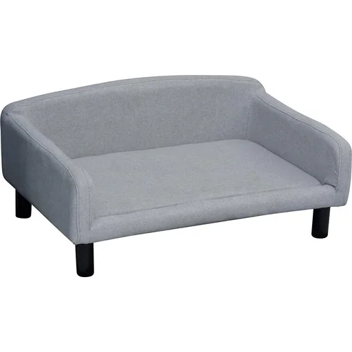 "Pawhut dog sofa with cuddly fabric cover light grey image"