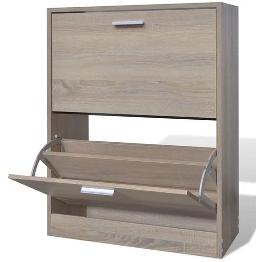 "Shoe cabinet with 2 shelves in oak look image"