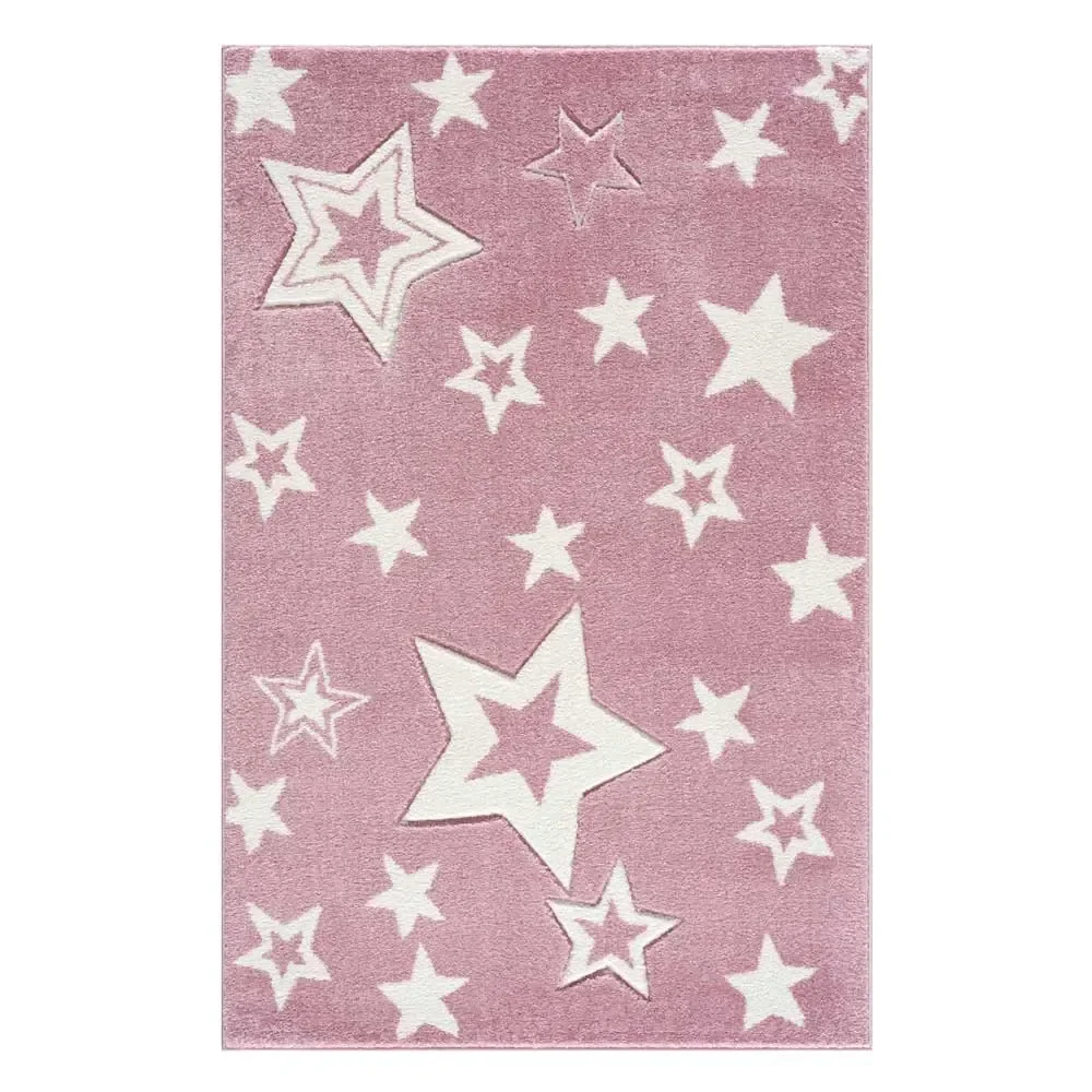 "Livone Tapis pour enfants Galaxy étoiles roses, Taille de tapis: 160 x 230 cm image"