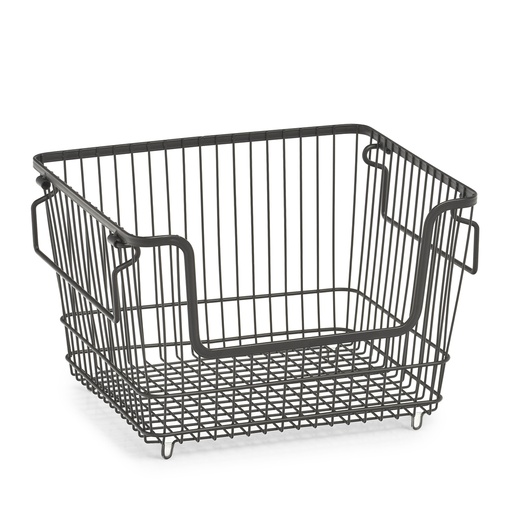 "Storage basket, stackable, metal, black image"