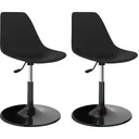Dining room chairs, swivel, 2-piece, black PP