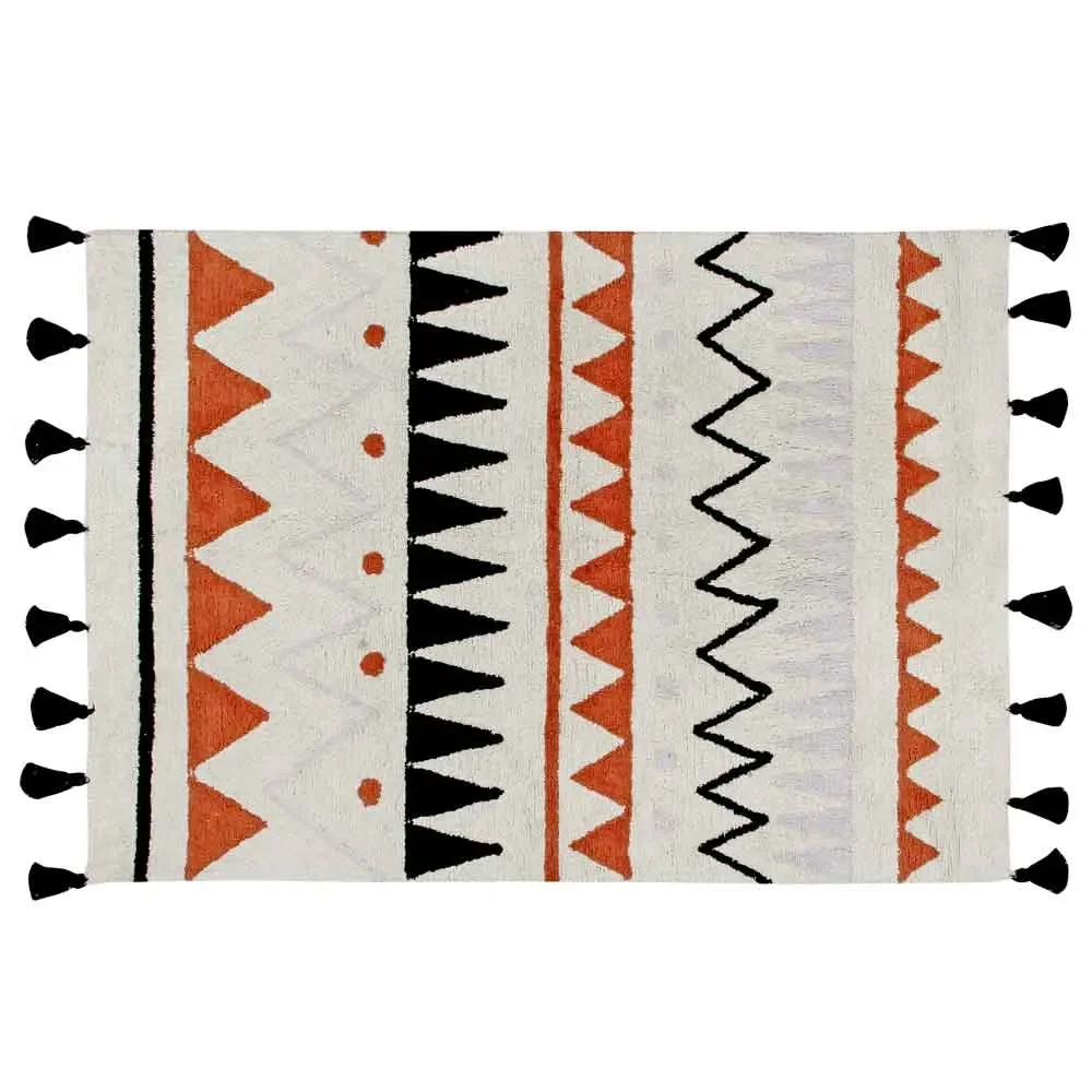 Lorena Canals Tapis motif aztèque naturel terracota, Taille: 140 x 200 cm