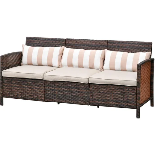 "Rattan lounge sofa as a 3-seater brown/grey image"