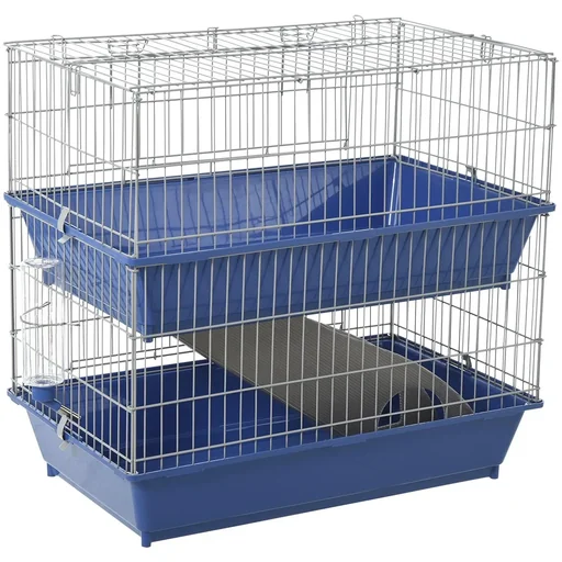 "Small animal cage 2-tier blue/grey image"