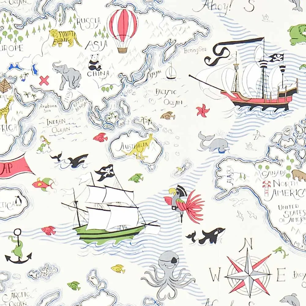 "Little Sanderson Abracazoo motif carte du monde crème image"