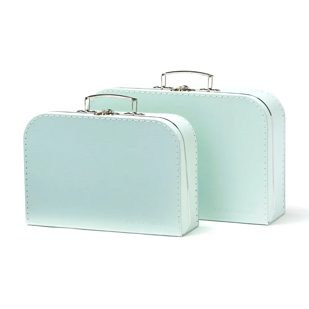 Kids Concept Valises en carton set de 2 menthes