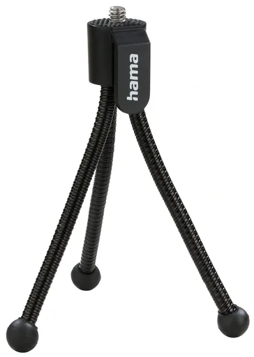 "Handy mini tripod with flexible legs and mounting clip image"