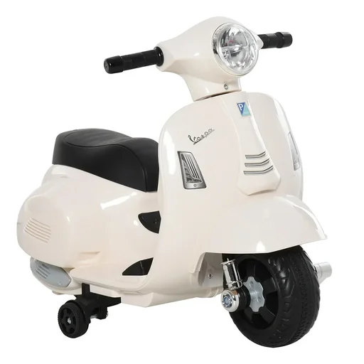 "VESPA electric motorcycle for children, electric vehicle for 18-36 months, 3 km/h, LED light, sound, PP plastic, metal, white image"
